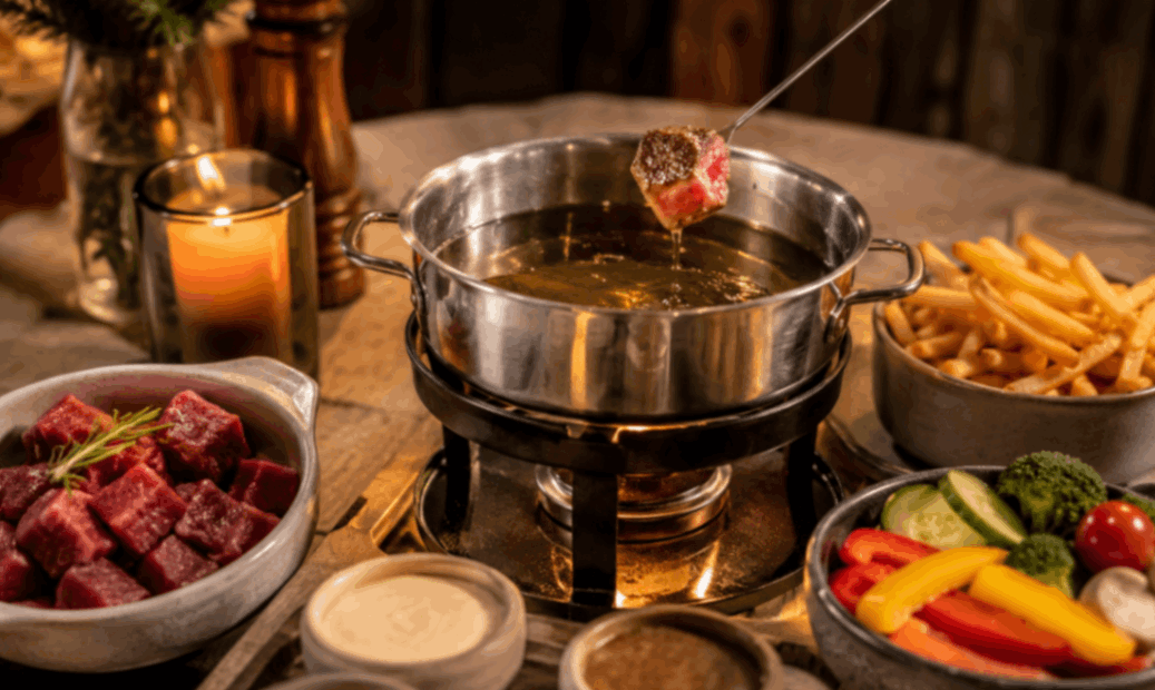 Mäsové fondue v Humno reštaurácií